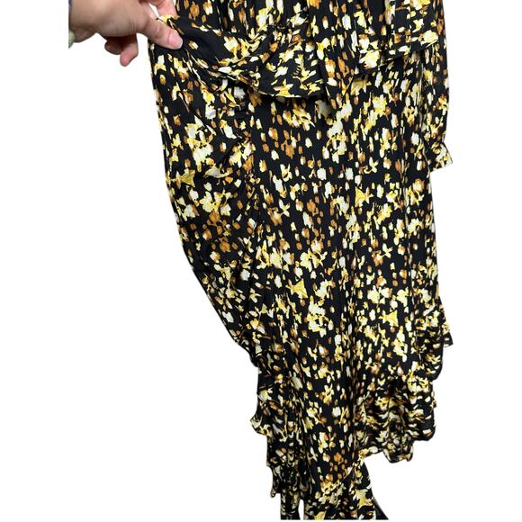 & Other Stories black yellow long sleeves ruffle asymmetrical midi dress size 2 - Picture 12 of 16
